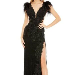 Mac Duggal Black Lace Evening Gown